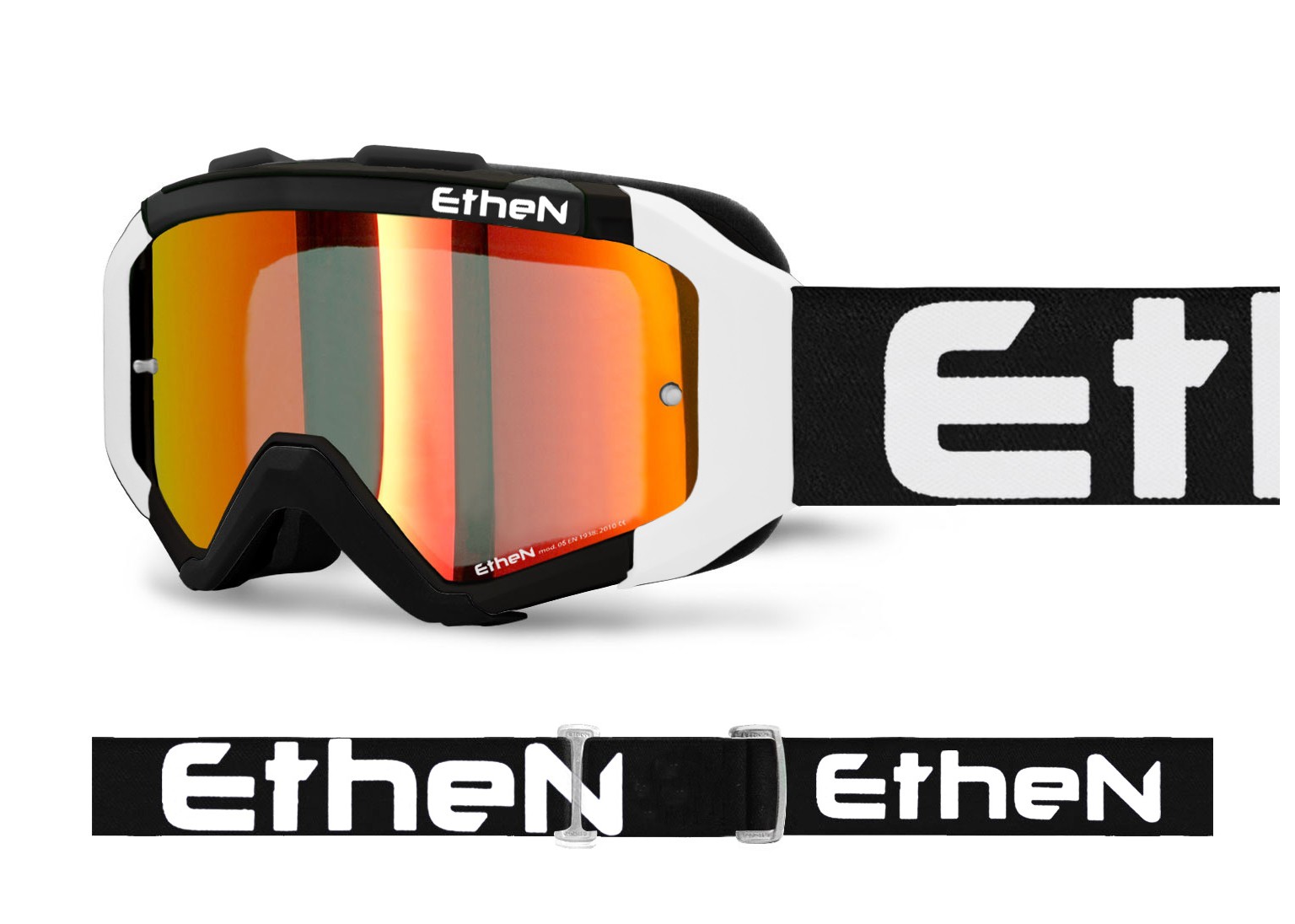 ETHEN MASCHERA MX 05R MX0598 LENTE SPECCHIATA ROSSA