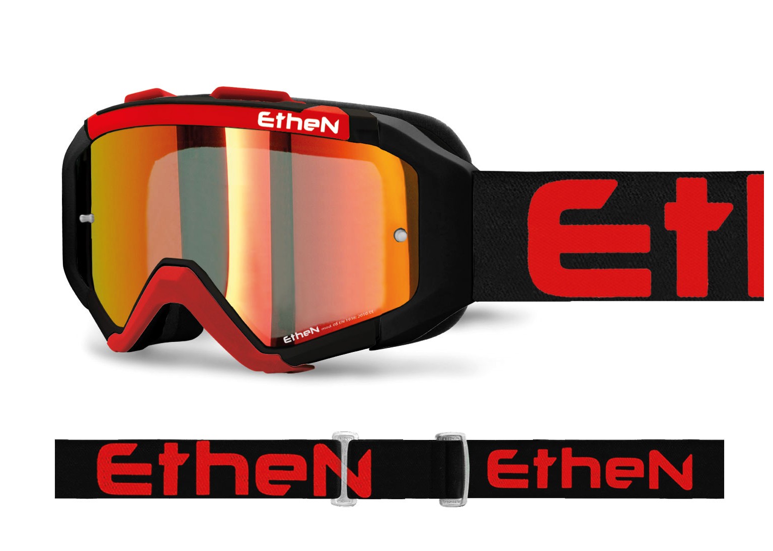 ETHEN MASCHERA 05R MX05100 LENTE SPECCHIATA ROSSA