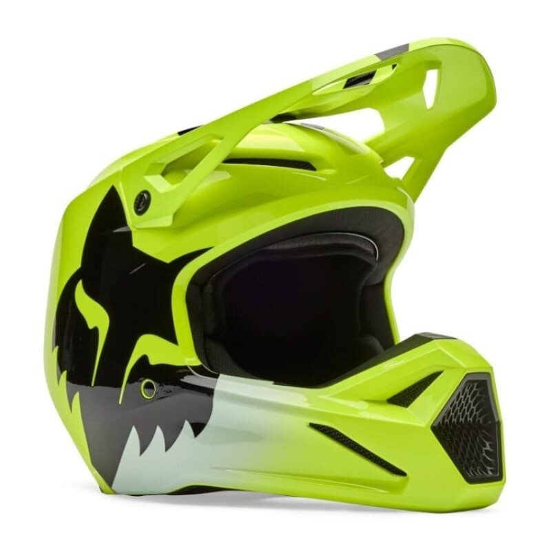 FOX CASCO CROSS YOTH V1 SHIELD YELLOW FLUO
