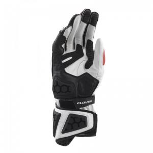 CLOVER RS-9 GUANTI RACING PELLE CANGURO BIANCO-ROSSO-NERO