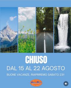 CHIUSURA ESTIVA DAL 15 AL 22 AGOSTO
