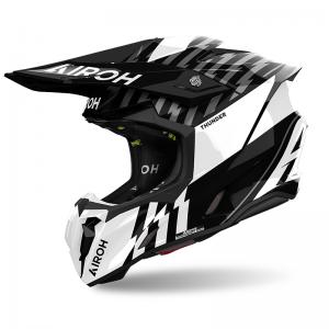 AIROH CASCO TWIST 3 THUNDER BLACK WHITE GLOSS